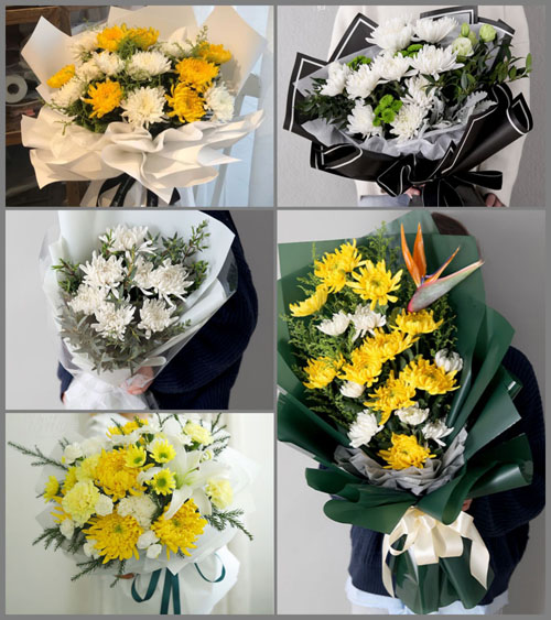 山东莱芜莱城区苗山镇北龙角村白事花束代送